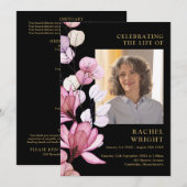 Roze Bloemenmonument begrafenisopdracht Programma (Voorkant / Achterkant)