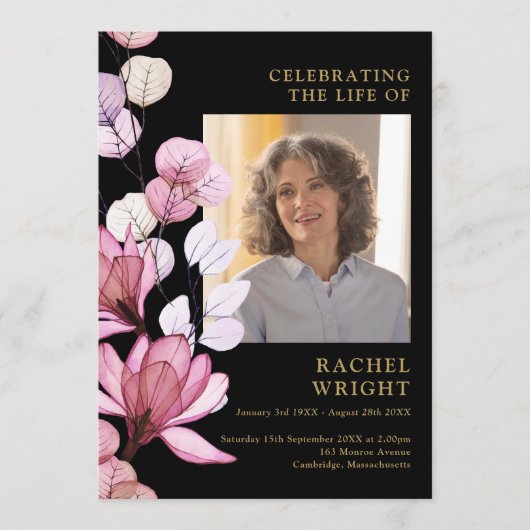 Roze Bloemenmonument begrafenisopdracht Programma (Voorkant)