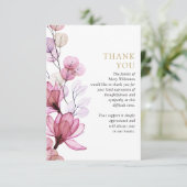 Roze Bloemenmonument Viering van het Leven Foto Bedankkaart (Staand voorkant)