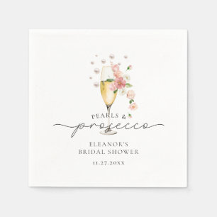 Roze Bloemenparels & Prosecco Vrijgezellenfeest Servet