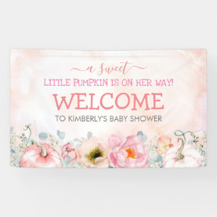 Roze Bloemenpompoenen Herfst Baby shower Welkom Spandoek