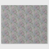 Roze bloemenrozen vintage cadeaupapier (Vlak)