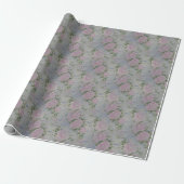 Roze bloemenrozen vintage cadeaupapier (Uitgerold)