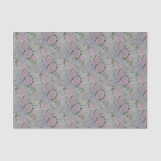 Roze bloemenrozen vintage tissuepapier (Voorkant)