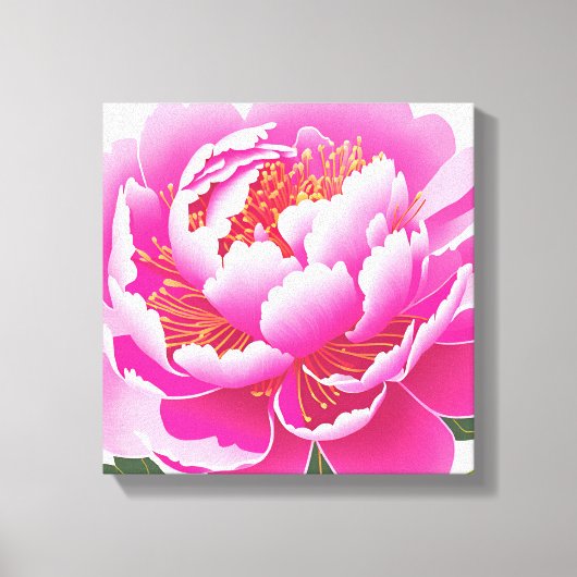 Roze Bloemenschildering in Waterverf Canvas Afdruk (Voorkant)