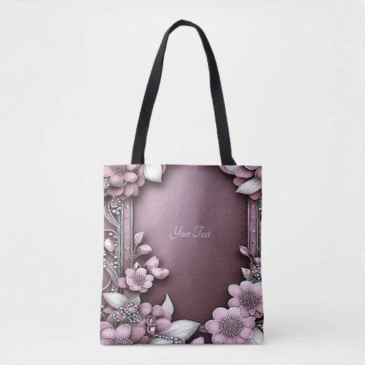 Roze Bloemenschoudertas Draagtas (Voorkant)