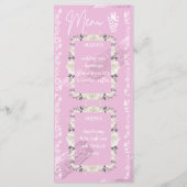 Roze bloemenscript bruiloft menukaart (Achterkant)