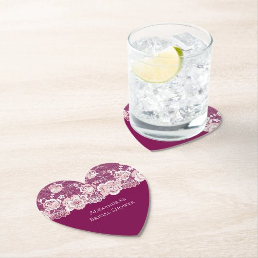 Roze Bloemenslinger Bruiloft Kartonnen Onderzetters (Insitu)