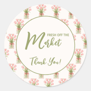 Roze bloemenslinger Vers van de markt Ronde Sticker