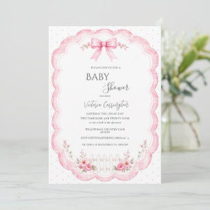 Roze bloemenslint vintage baby shower kaart