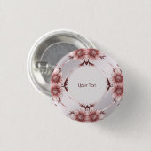 Roze bloemenspelden ronde button 3,2 cm (Voorkant /achterkant)