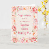 Roze Bloemenstiefzus bruiloft Gefeliciteerd Kaart (Gele Bloem)