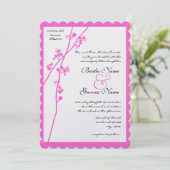Roze Bloementak Wild Bloem Bruiloft Kaart (Staand voorkant)