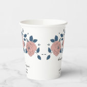 Roze Bloementuin bruiloft Jubileum personaliseren Papieren Bekers (Links)