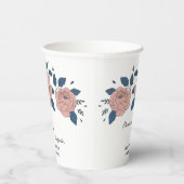 Roze Bloementuin bruiloft Jubileum personaliseren Papieren Bekers (Rechts)