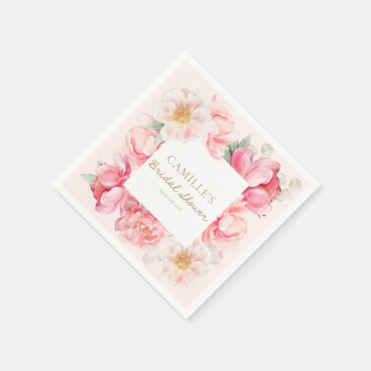 Roze bloementuin bruiloftsontvangst servet (Hoek)