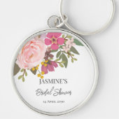 Roze bloementuin Lente Bruiloft Feest Sleutelhanger (Voorkant)