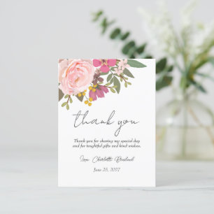 Roze bloementuin lente bruiloftsborrel briefkaart