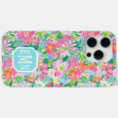 Roze bloementuin met monogram Case-Mate iPhone case (Achterkant (horizontaal))