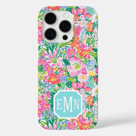 Roze bloementuin met monogram Case-Mate iPhone case (Achterkant)