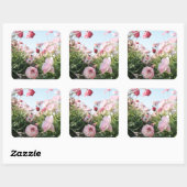Roze bloementuin sticker (Vel)