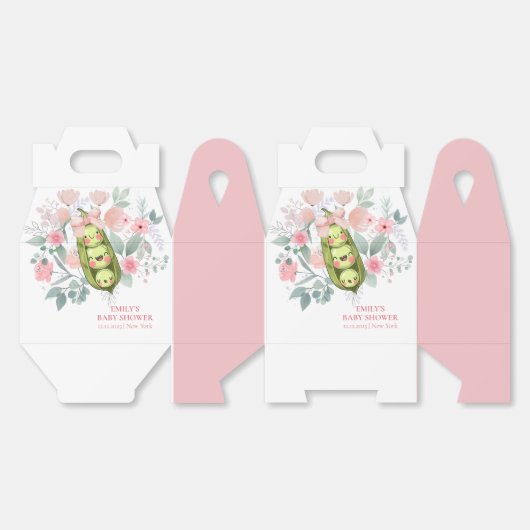 Roze Bloementuin Sweet Pea In Pod Baby shower Bedankdoosjes (Ongevouwen)