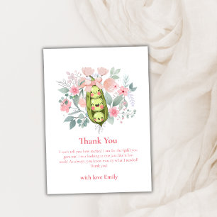 Roze Bloementuin Sweet Pea In Pod Baby shower Bedankkaart
