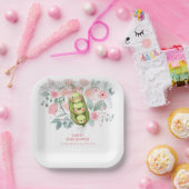 Roze Bloementuin Sweet Pea In Pod Baby shower Papieren Bordje (Feest)