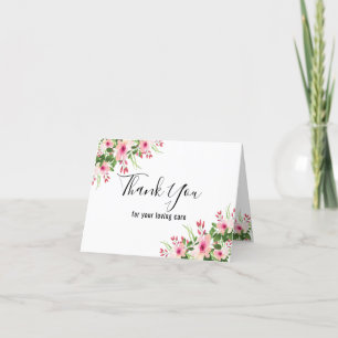 Roze Bloemenverpleegster Dank u Bedankkaart