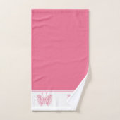 Roze bloemenvlinders roze en witte achtergrond bad handdoek (Handdoek)