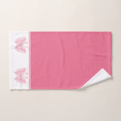 Roze bloemenvlinders roze en witte achtergrond bad handdoek (Handdoek)