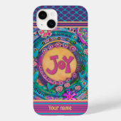  roze bloemenvreugde Stippen Inspirivity Naam Case-Mate iPhone Case (Achterkant)