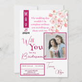 Roze Bloemenwijn Kaart (Voorkant)