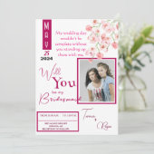 Roze Bloemenwijn Kaart (Staand voorkant)