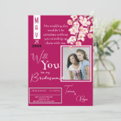 Roze Bloemenwijn Kaart (Staand voorkant)