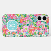 Roze bloemetuin met monogram Case-Mate iPhone case (Achterkant (horizontaal))
