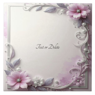 Roze bloemframe keramische tegel tegeltje