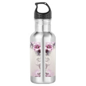 Roze bloemframe waterfles (Achterkant)