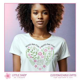 Roze Bloemhartige Werelds Beste Moeder T-shirt