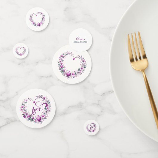 Roze Bloemhartjes Bruidsboeket Confetti (Groep)