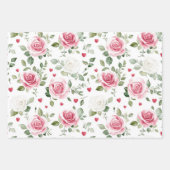 Roze bloemhartjes bruidsfeest inpakpapier vel (Voorkant 3)