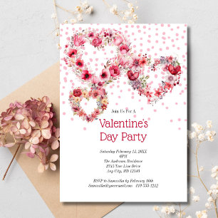 Roze bloemhartjes Valentijnsdag Galentine's Day Kaart