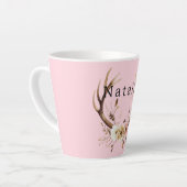 Roze Bloemhertengewei gepersonaliseerd Latte Mok (Linkerhoek)