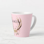 Roze Bloemhertengewei gepersonaliseerd Latte Mok (Rechterhoek)
