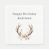 Roze Bloemhertengewei gepersonaliseerd Servet (Voorkant)