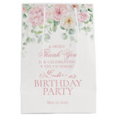 Roze Bloemhortensia Botanische Verjaardagsgunst Medium Cadeauzakje (Achterkant)