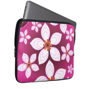 Roze Bloemig Abstract Patroon   Esthetische Bloem Laptop Sleeve