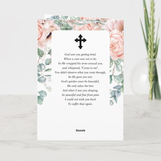 Roze Bloemig Rouw Aandenken Funeral Program Kaart (Achterkant)