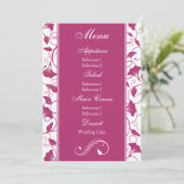 Roze Bloemig Trouwreceptie Diner Menu Kaart (Staand voorkant)