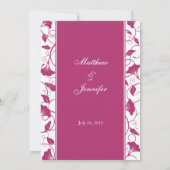 Roze Bloemig Trouwreceptie Diner Menu Kaart (Achterkant)